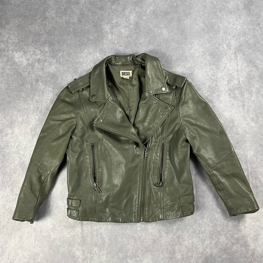 Diesel Olive Leather Jacket - Picture 2 of 8